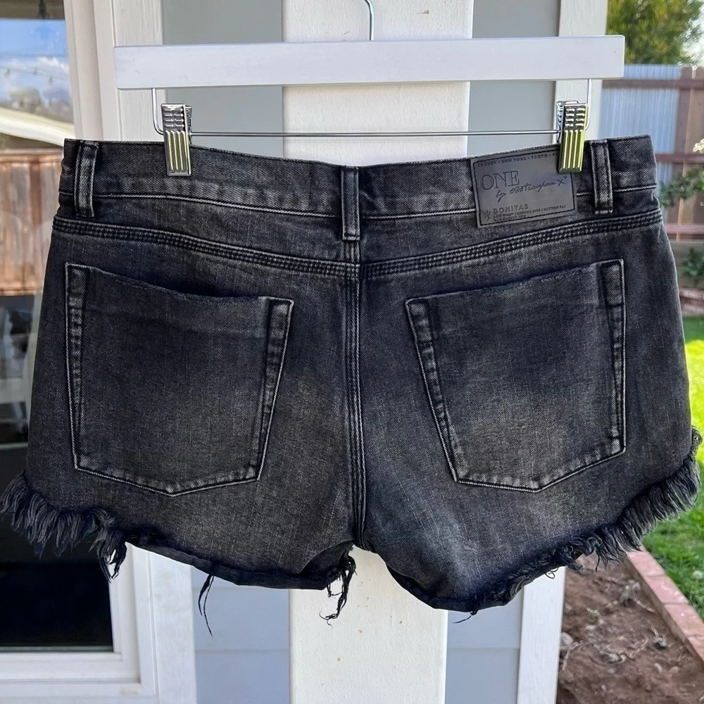 One Teaspoon Bonitas Distressed Denim Cut-Off Shorts Size 29 Frayed Button Fly